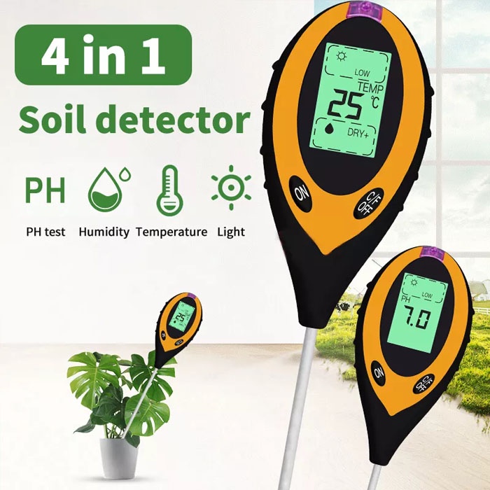 Soil Analyzer Tanah Tester Meter Moisture Meter PH Meter Sunlight Meter Suhu Alat Ukur 3 in 1 4 in 1