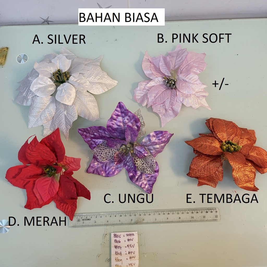 BUNGA DESEMBER BLUDRU PREMIUM HIASAN NATAL MERAH BIRU PUTIH PINK UNGU