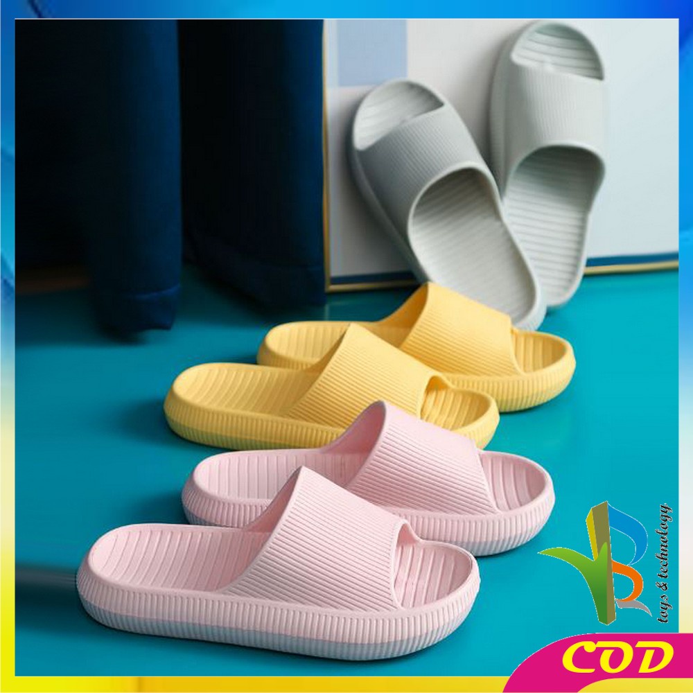 RB-S38 Sandal EVA Slip On Tinggi Tidak Licin Motif Polos Unisex Selop Rumah Kamar Mandi Pasangan / Sendal Slop Karet Indoor Outdoor Import