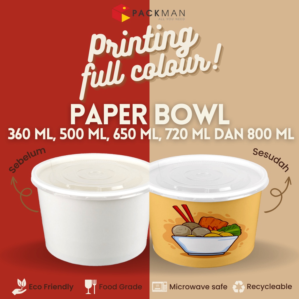 Jual PAPER RICE BOWL / BOX RICE PAPER BOWL / CUP RICE BOWL KERTAS POLOS