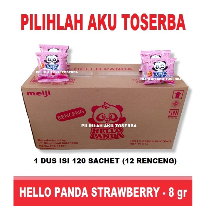 Meiji HELLO PANDA Biscuit STRAWBERRY RENCENG - (HARGA 1 DUS)