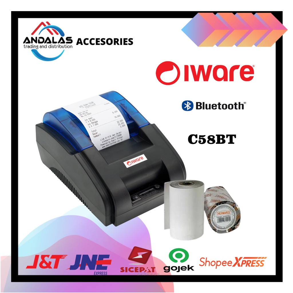 PRINTER KASIR THERMAL 58MM IWARE C58BT ANDROID (USB+BLUETOOTH) - C58BT