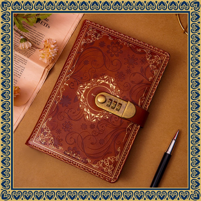 ❉Sera Victoria s Garden Retro Password Notebook Dengan Kunci Diary Menebal Catatan Siswa Buku Tangan Kotak Hadiah