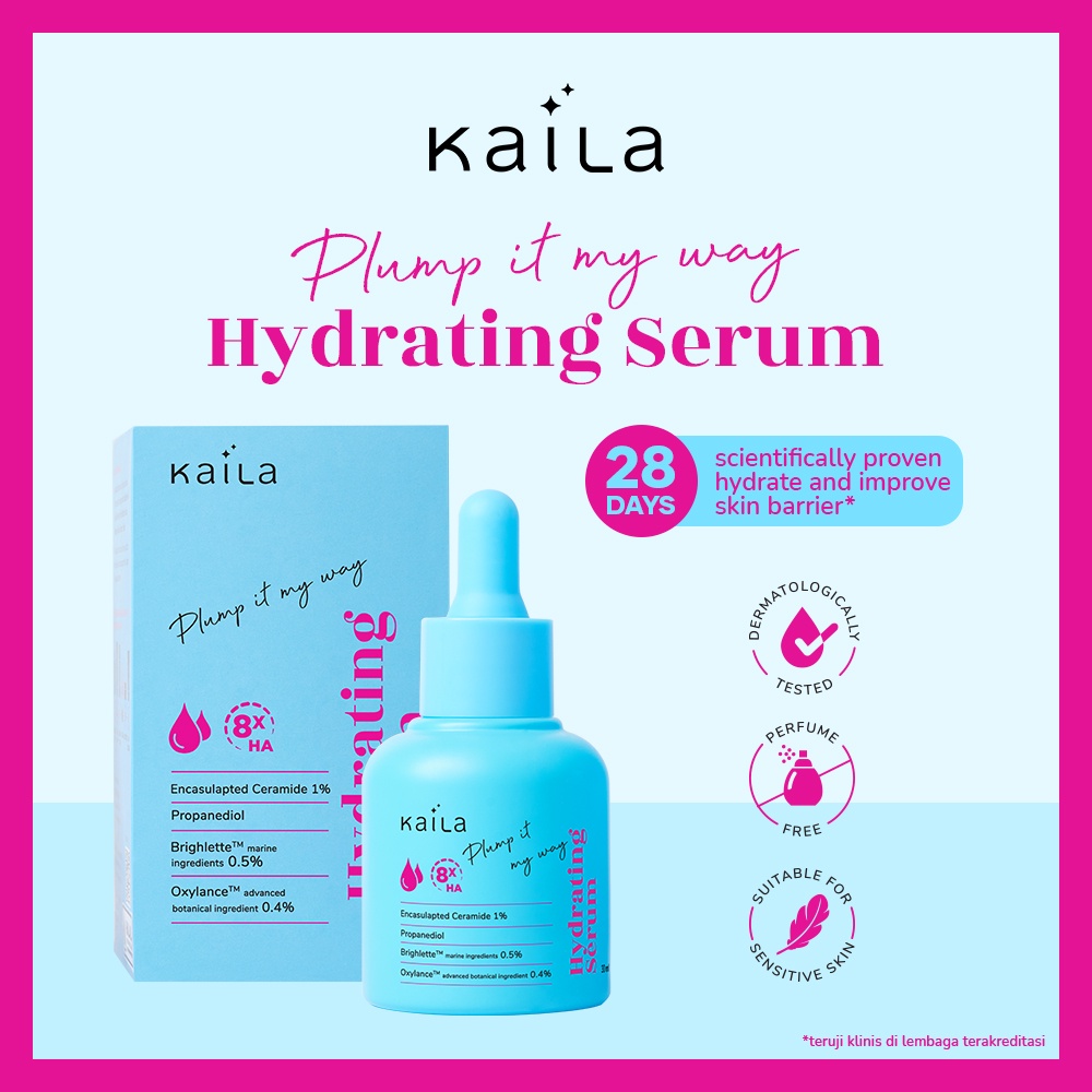 Kaila SmartSkin Hydrating Serum 30ml - Serum Skin Barrier Melembabkan Menenangkan Kulit Untuk Semua Jenis Kulit Dengan 8x Hyaluronic Acid dan Ceramide Diuji Dermatologis Halal &amp; BPOM