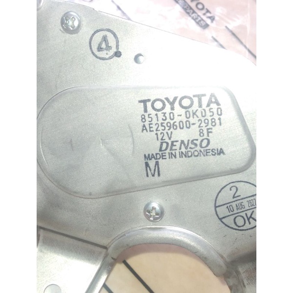 MOTOR WIPER BAGASI INNOVA RIBORN NO 85130- OK050 -2016-2019 ORI