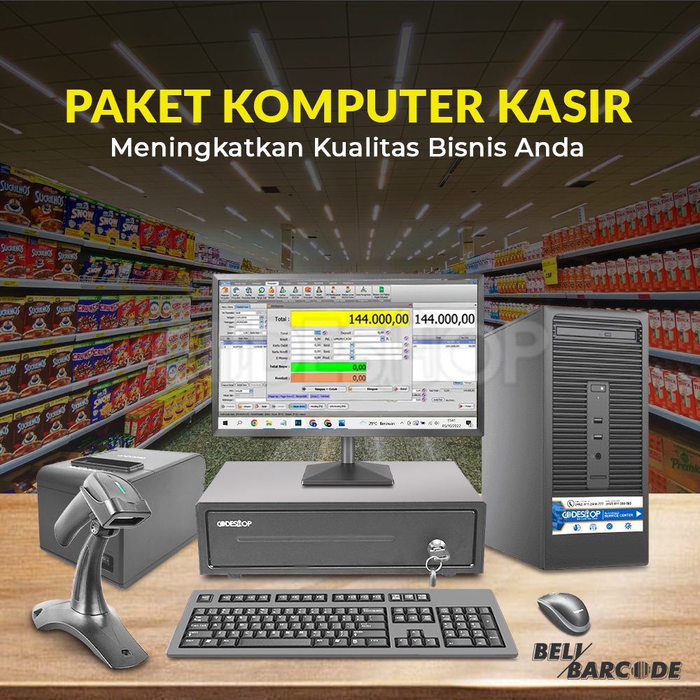 Codeshop Paket Komputer Software Kasir Dengan Printer Kasir Laci Uang Scanner Barcode