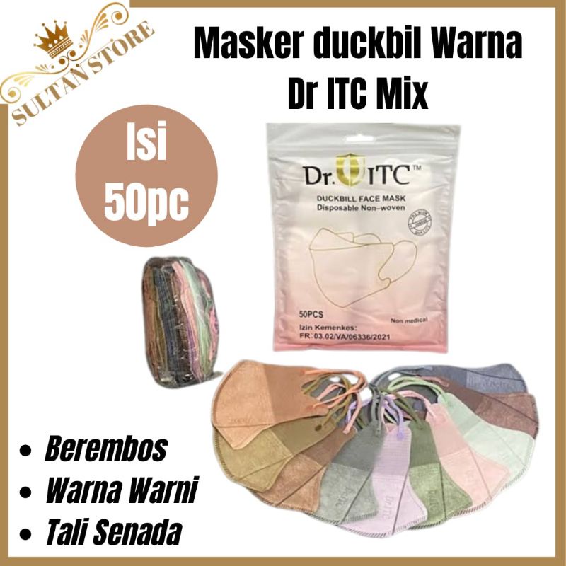 Masker duckbill 50 pcs warna warni soft dr.itc
