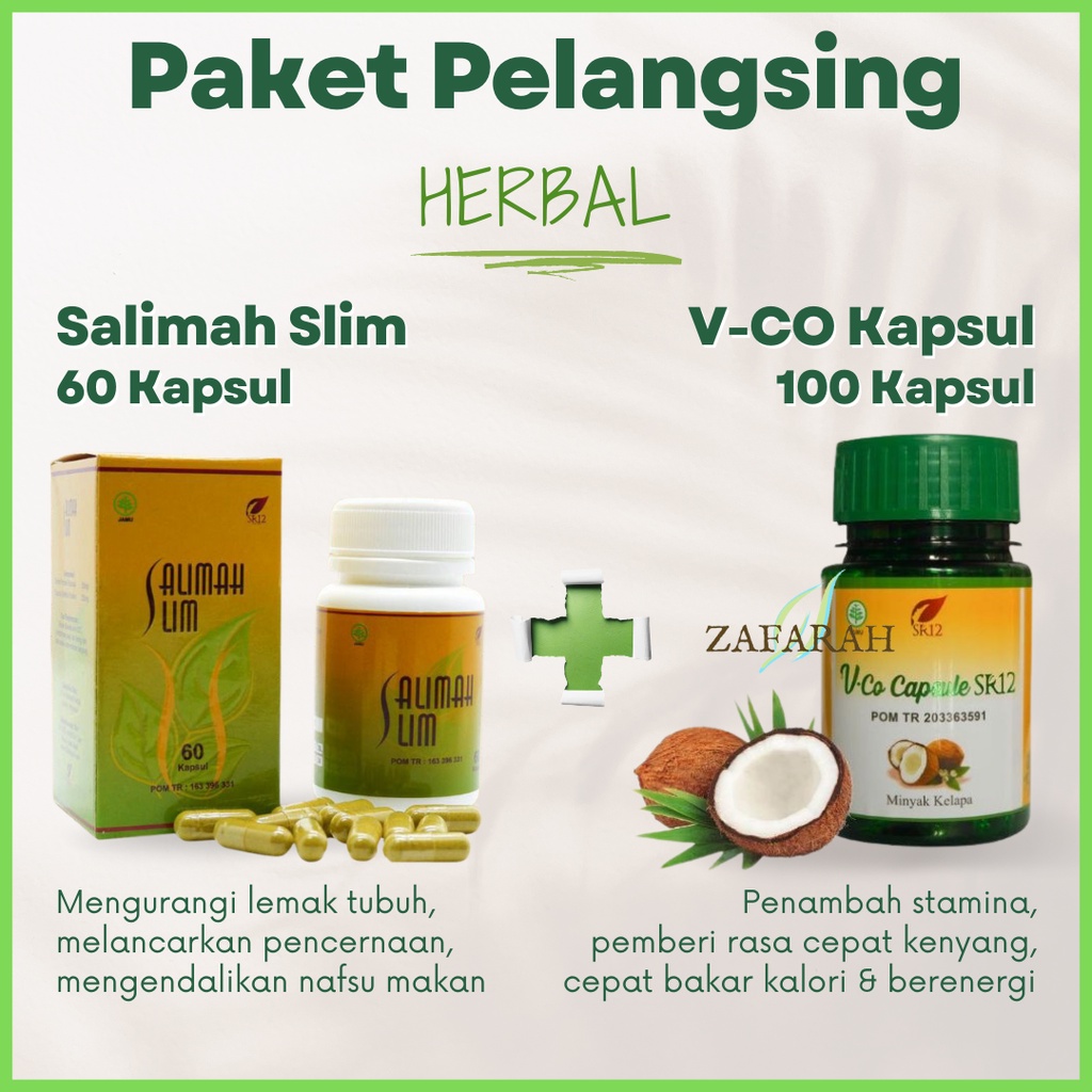 Pelangsing Badan Pelakor - Paket Pelangsing Herbal Salimah Slim Dan VCO - Obat Diet Bpom Penurun Berat Badan Peluntur Lemak Perut