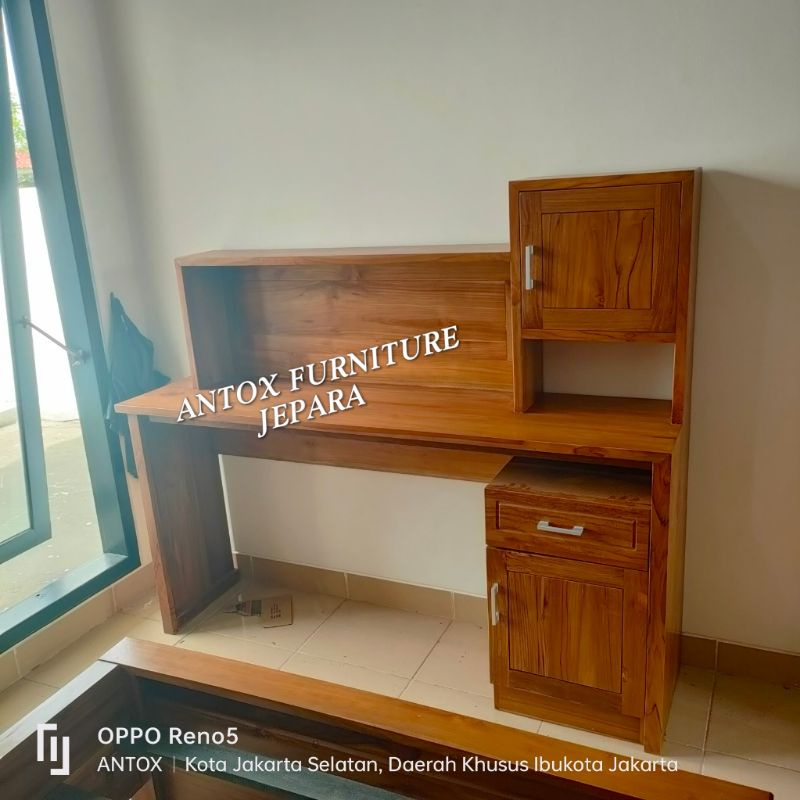 meja belajar kayu jati minimalis mebel Jepara