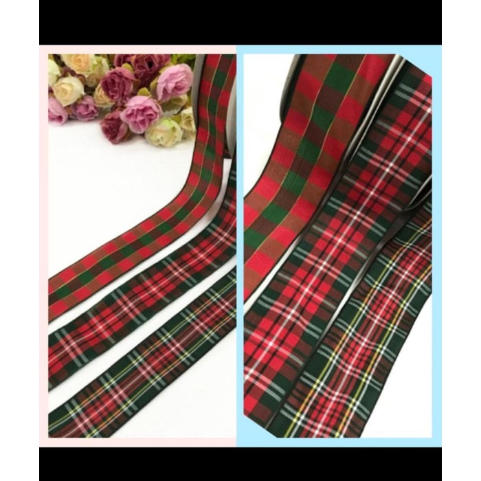 

}}}}}}] 1 YARD - PITA NATAL PITA CHRISTMAS PITA KAIN MOTIF NATAL - 2,5 CM, Pilihan 1