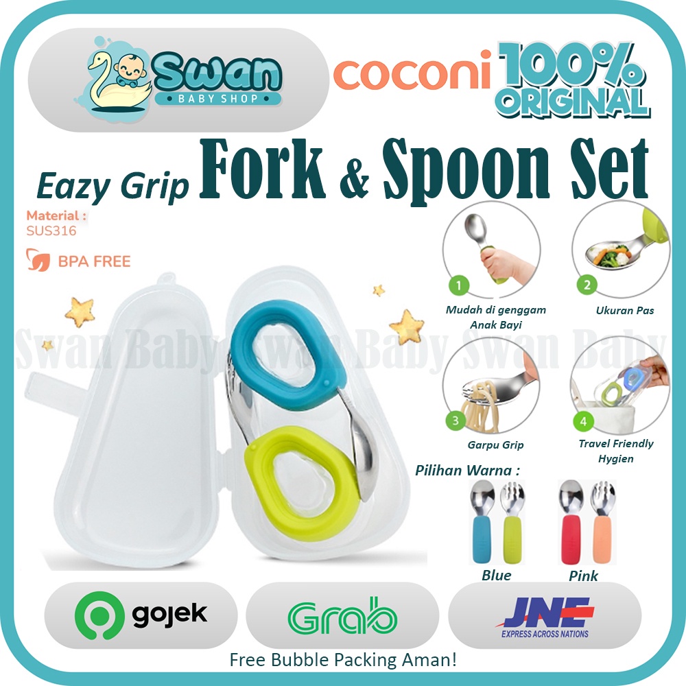 COCONI Eazy Grip Fork &amp; Spoon Set | Sendok Garpu Makan Anak MPASI