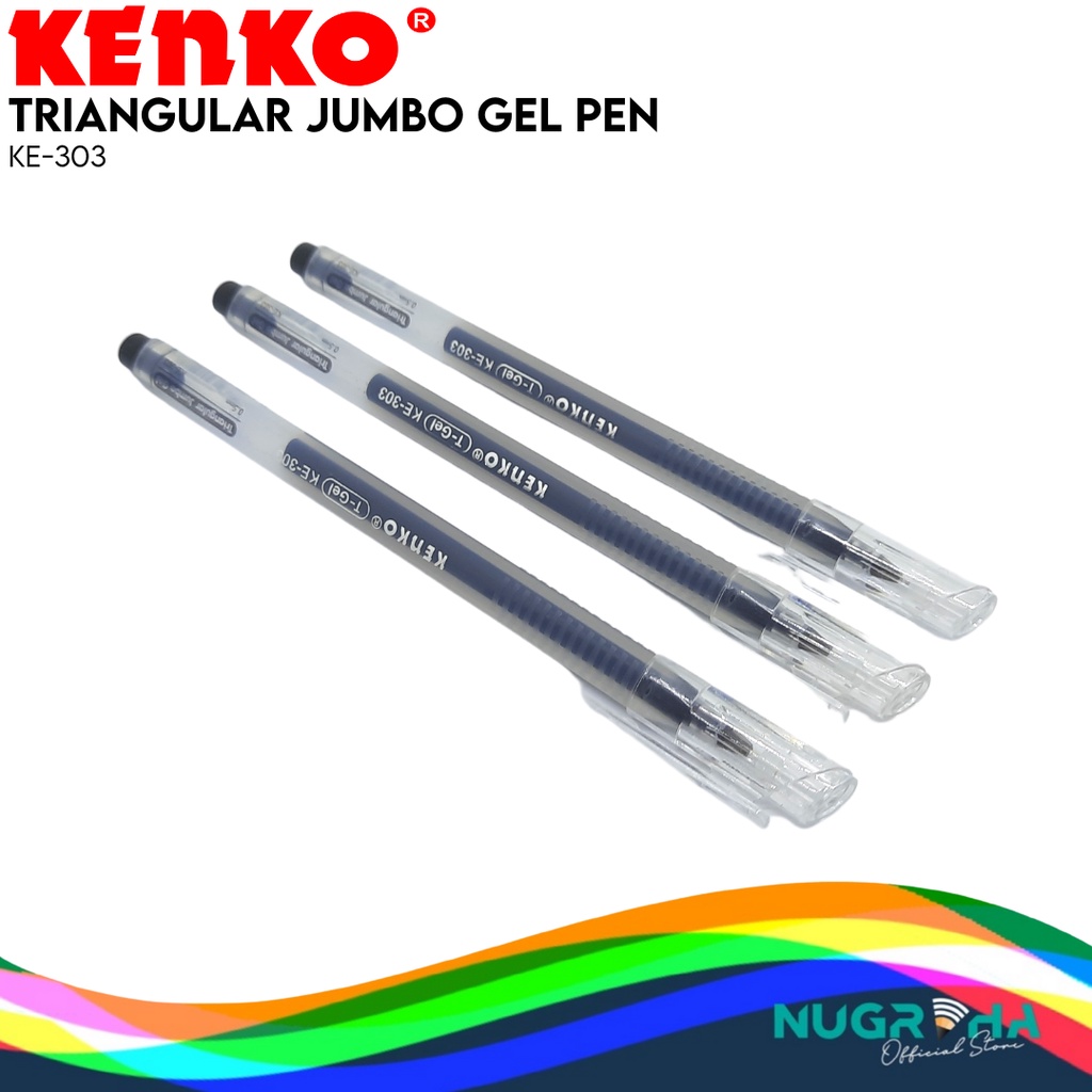 

Gel Pen Ke-303 T-Gel Triangular Black KENKO / Pulpen / Pena 0.5 MM