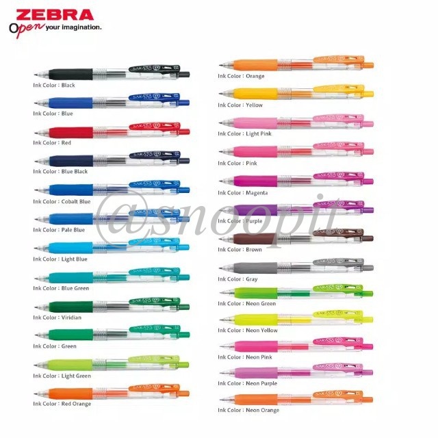 

Pulpen Gel Zebra Sarasa Clip Tip 0.5 mm Gel Pen Warna Satuan SNOOPIT