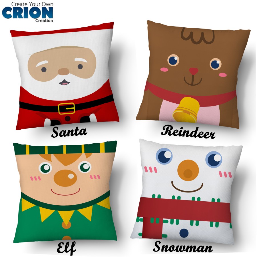 Bantal Christmas Natal Karakter Lucu Santa reindeer snowman elf-Crion