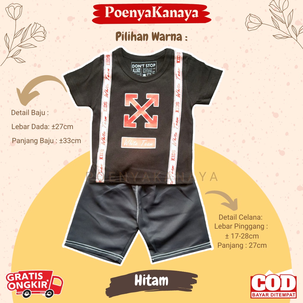 Setelan Baju Bayi Anak Pendek Laki-Laki WHITE TEAM DON'T STOP 3-12 Bulan STL20