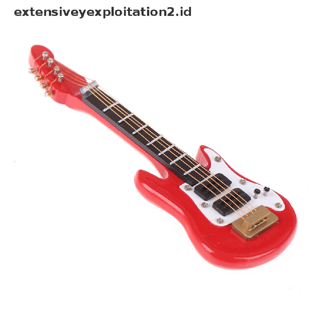 Mainan Miniatur Gitar Elektrik Skala 1: 12 Untuk Dekorasi Rumah Boneka