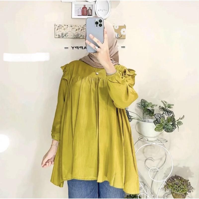 Qiran blouse crinkle airflow kemeja atasan