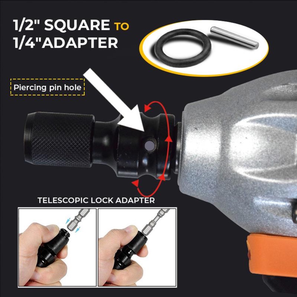 3 Pcs/set 1/2 Kunci Pas untuk 1/4 Hex Angin Bor Teleskopik Pegas Penutup Mengkonversi Adaptor Soket Alat Set