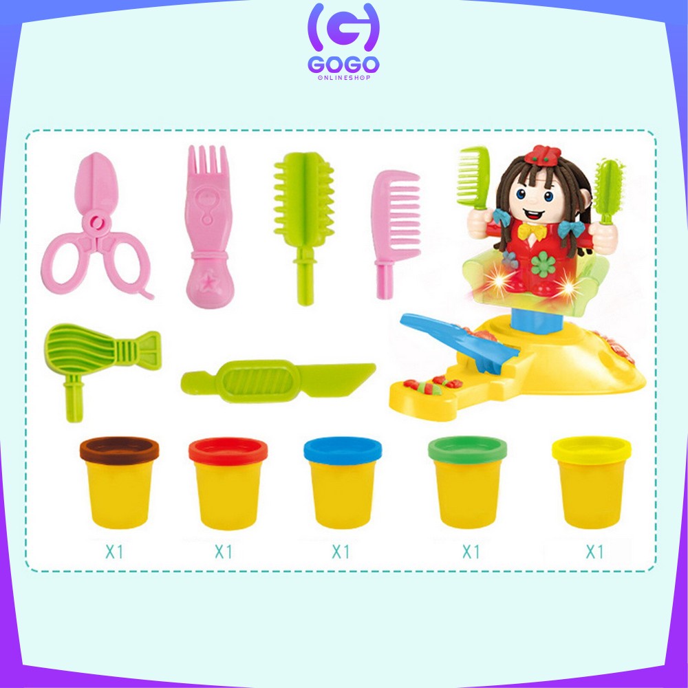 GOGO-M154 Mainan Anak Pangkas Rambut Salon Styling Club Mainan Pretend Play Barbershop Potong Rambut