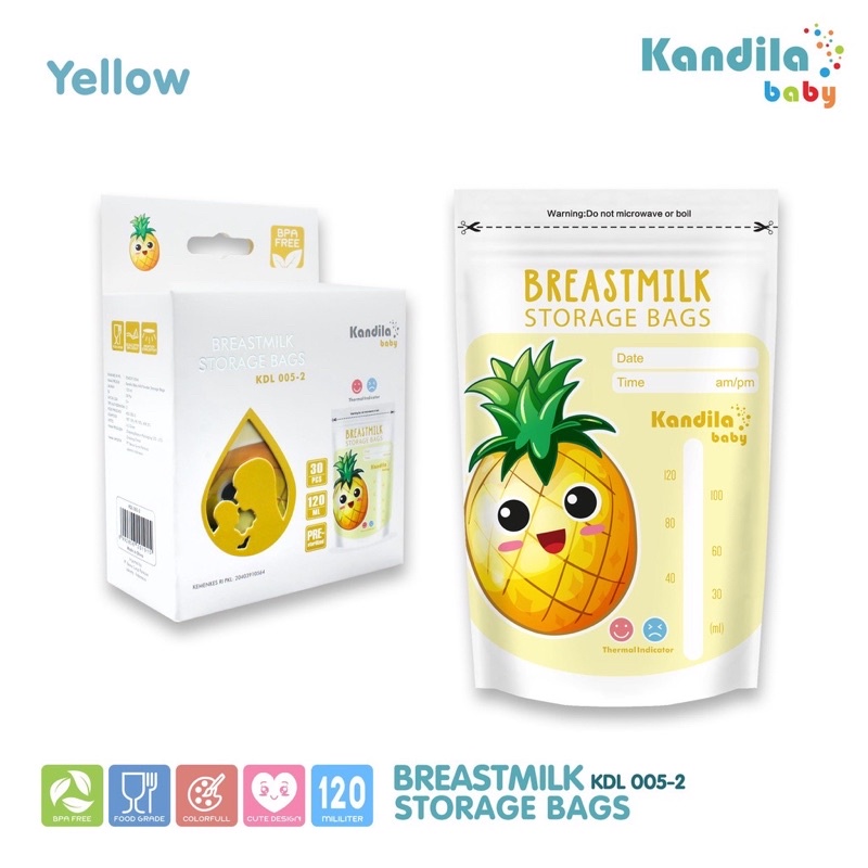 Kandila Kantong Asi 120ml Breast Milk Storage Bag 30pc KDL005-2 Gambar Buah Lucu Penyimpan Susu Bayi Kaldu Mpasi