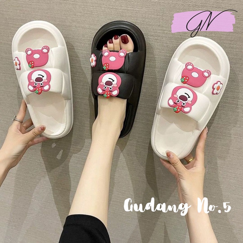 GN-2255-3 Sandal Selop Jelly Wanita Motif Lotso Import Balens PVC