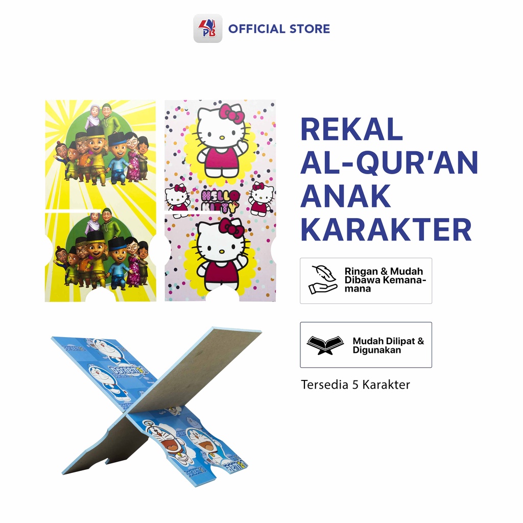 Rekal Alquran Anak/ Rekal Alquran / Meja Alquran Lipat / Meja Ngaji /Alas / Dudukan /Tatakan  Karakt