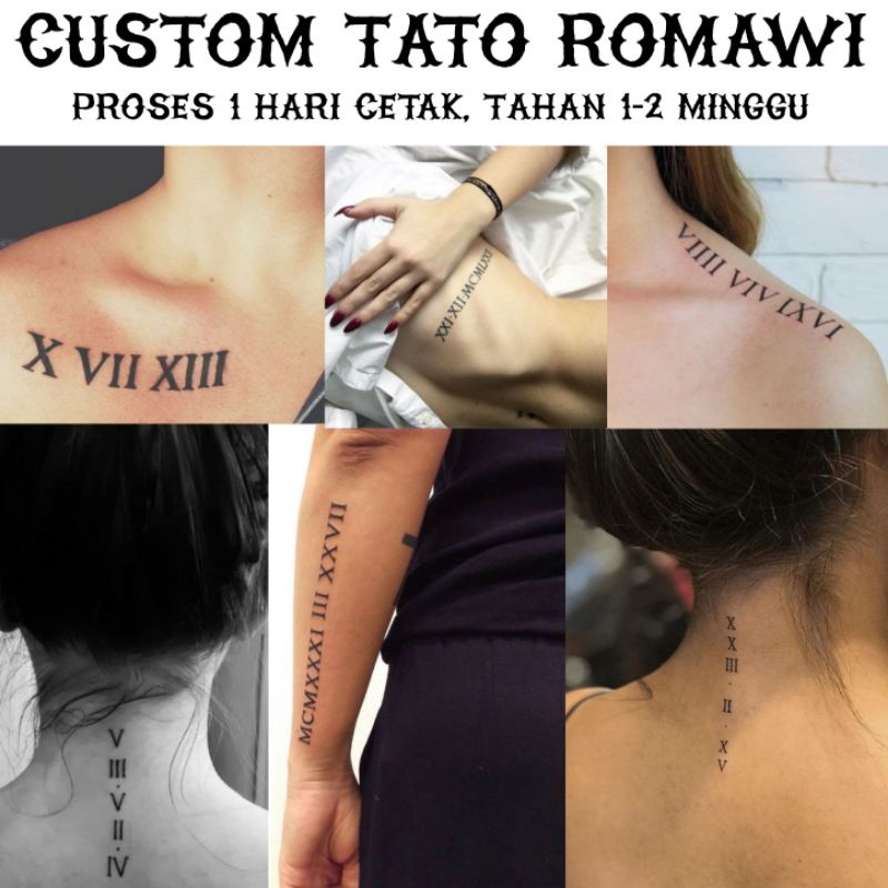 Custom Tato Angka Romawi Sesuai Keinginan Tatto temporer Romawi