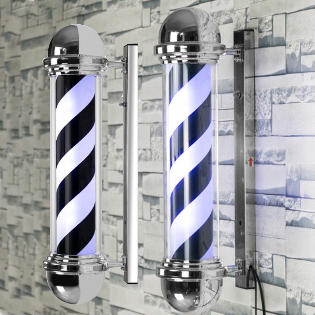 Lampu barberpole atau lapu barbershop hitam putih