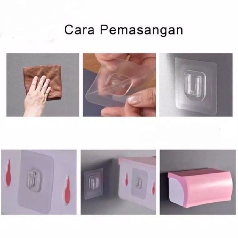 Gantungan Tempel Socket Hook Transparan 1 Pasang