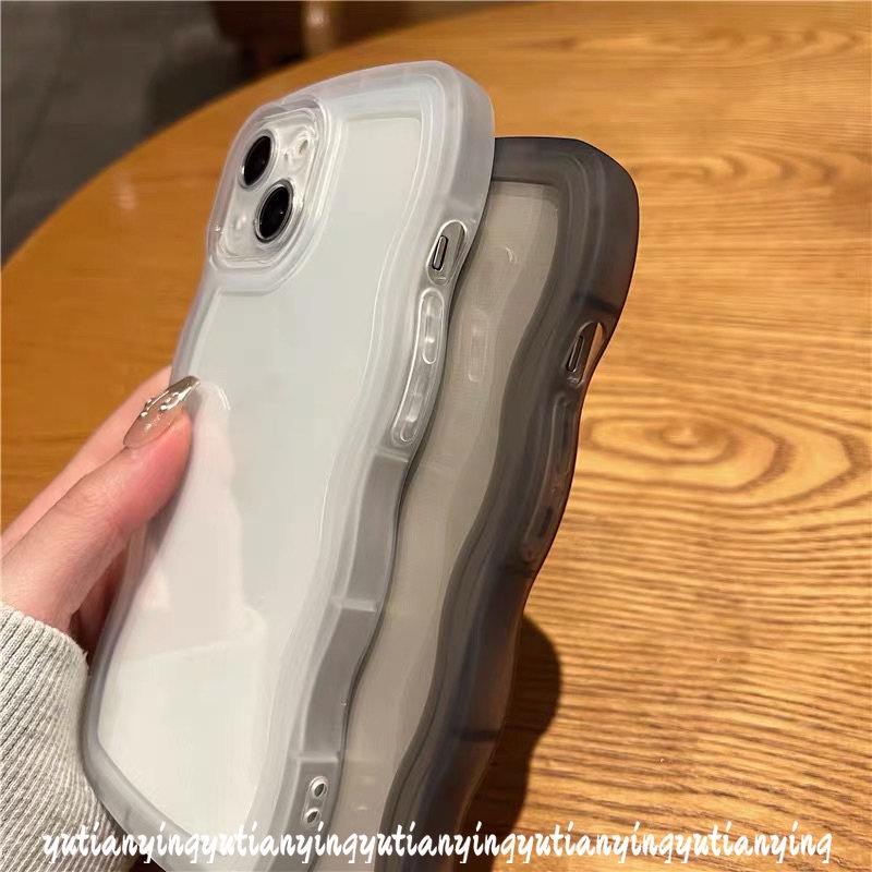 Soft Case Tpu Transparan Frame Gelombang Untuk iPhone 117Plus 6Plus XR X XS Max 8 14 6 6splus 12 13 11 14 Pro Max SE 2020