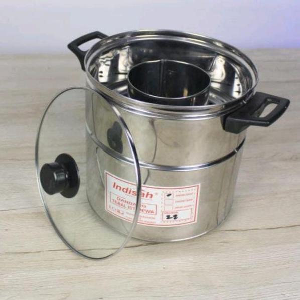 DANDANG BAKSO 26 CM PANCI STAINLESS STEEL TUTUP KACA
