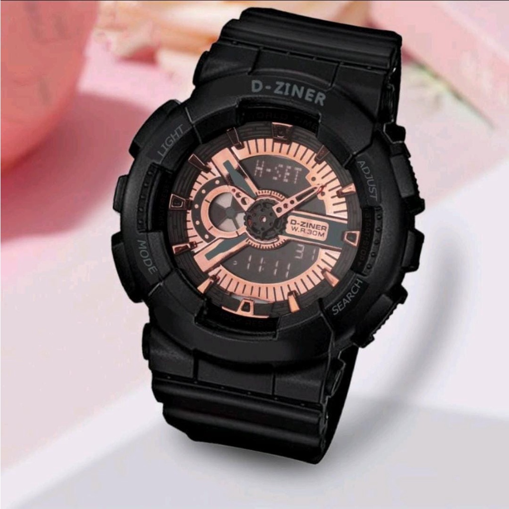 ✅COD JAM TANGAN WANITA DZINER 8066 ORIGINAL ANTI AIR / JAM TANGAN D-ZINER BABY-G DIGITAL DUAL TIME RUBBER SPORTY