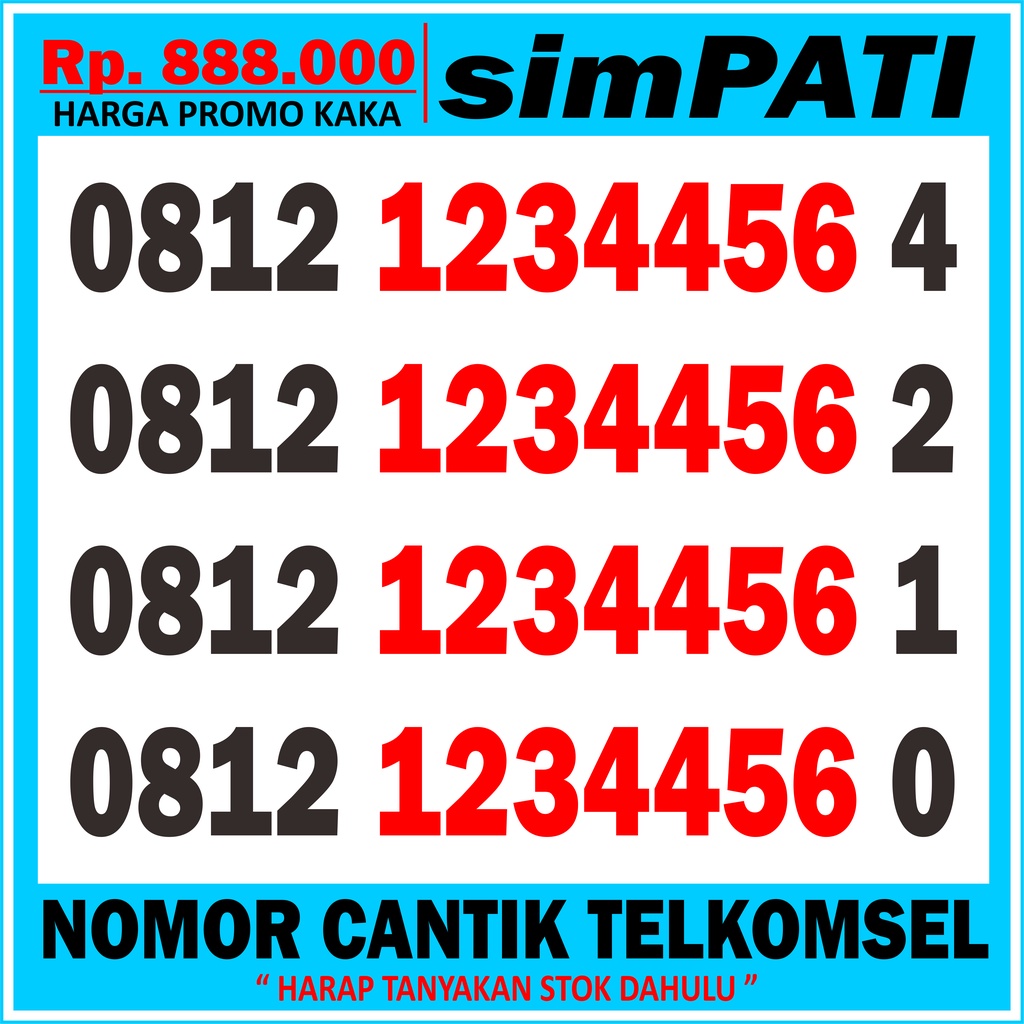 Jual Nomor Cantik Simpati 1234456 Kartu Perdana Simpati Cantik - No ...