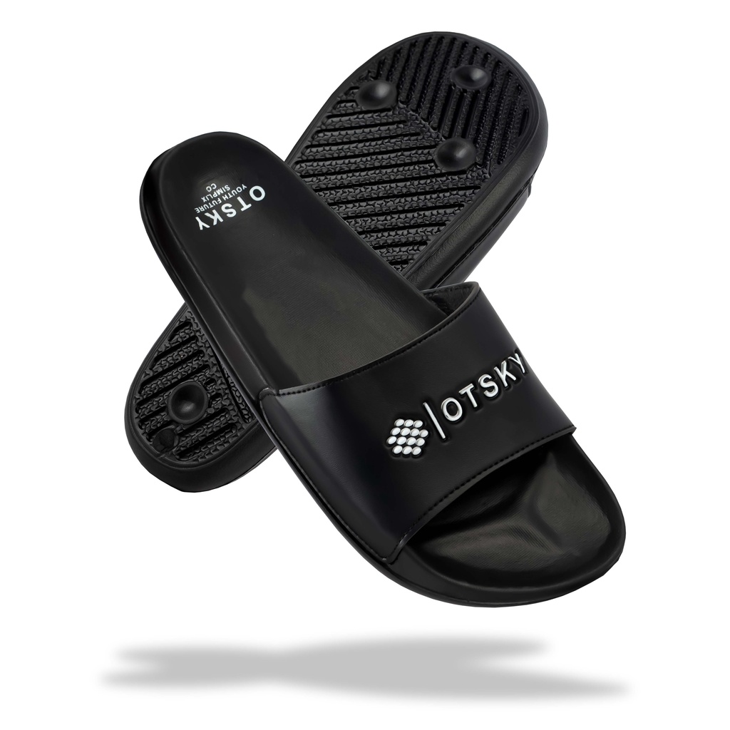 ORIGINAL OTSKY SANDAL SLIDE SLIP ON SERIES FONT LOGO WHITE-12E & BLACK PRIA