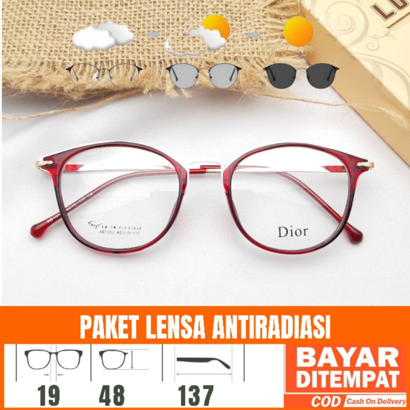 Frame Kacamata 1052, Gratis Lensa Minus, Kacamata Anti Radiasi