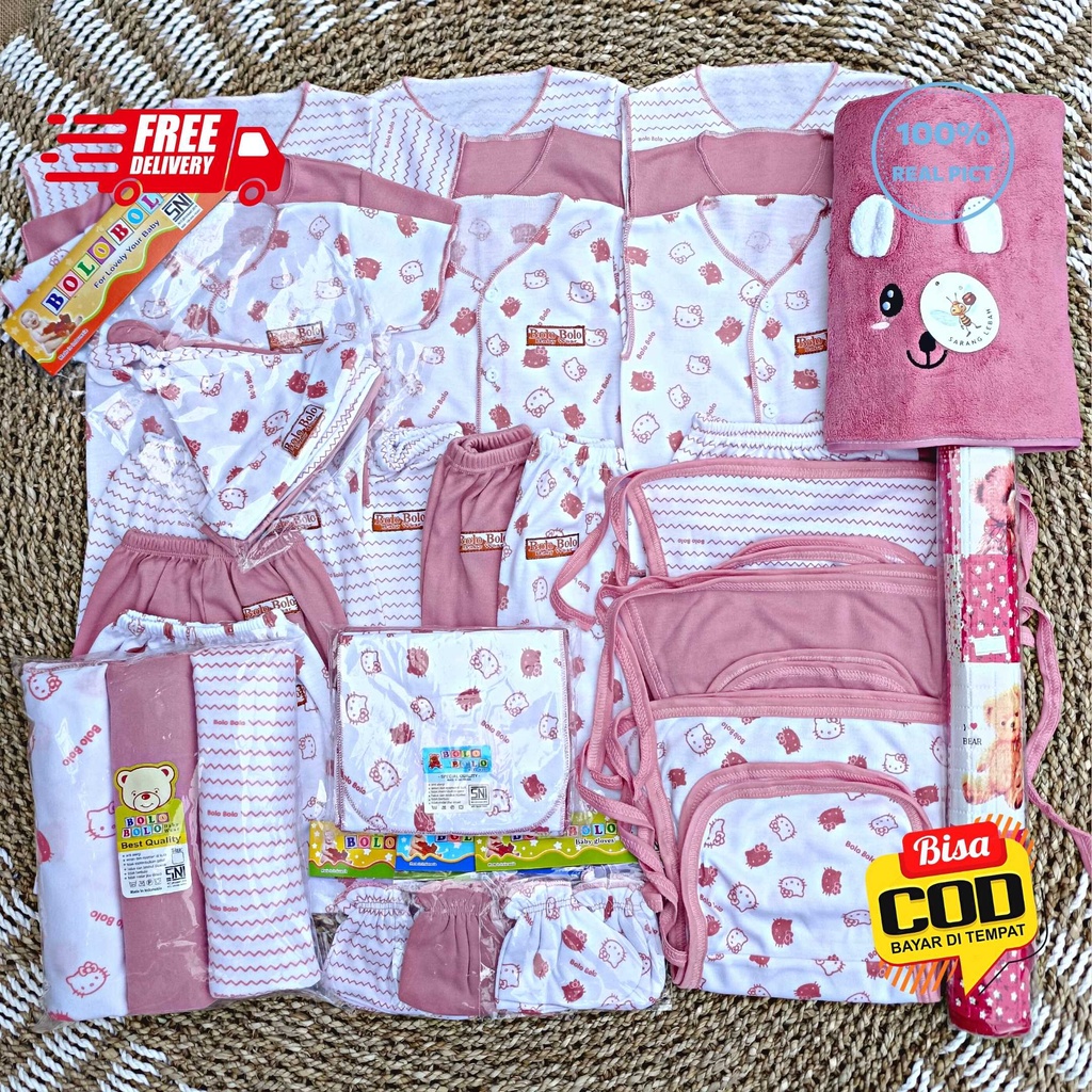 SALE 7.7 - 50 PCS Paket Lahiran Super Hemat Komplit Baju Bayi Baru Lahir Paket Hemat Bayi Baru Lahir Serian Pink Dusty