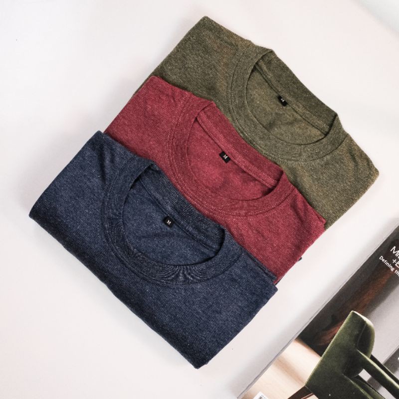 KAOS POLOS COTTON TWOTONE MISTY LENGAN PENDEK 30’S / PRIA &amp; WANITA 100% DISTRO