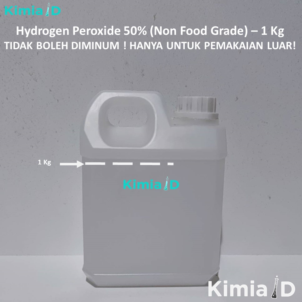 Hydrogen Peroxide 50% 1 Kg Hydrogen Peroxide 50 Percent 1Kg Hidrogen Peroksida Hydrogen Peroksida Hydrogen Peroxide Oksidator Anti Bakteri Anti Jamur Anti Virus Pemutih