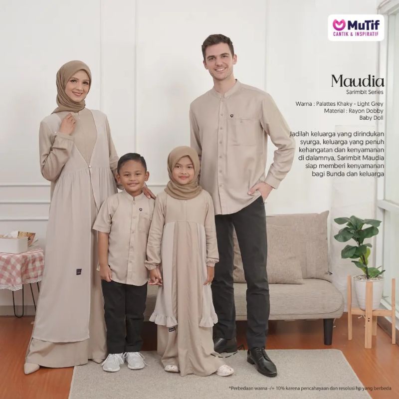 NEW SARIMBIT MUTIF MAUDIA, MUZAYYAN PALATTES KHAKY - LIGHT GREY
