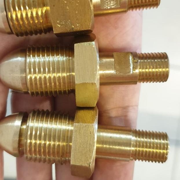 nepel tabung oksigen kuningan 5/8 in 22 mm drat luar ke 1/4 in drat