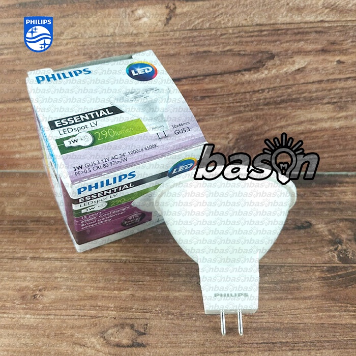 Philips Essential LED 3W MR16 24D 12V | HALOGEN LED | 2700K atau 6500K