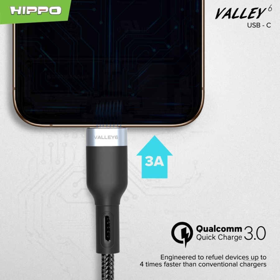 Hippo Valley 6 Kabel data USB Type C 100cm Quick Fast Charging