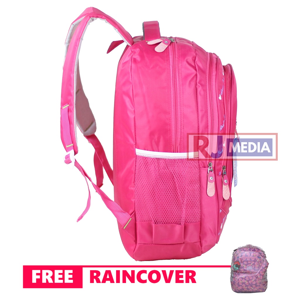 Tas Anak Perempuan Princess Ransel Cewek Premium Cahaya Princess Warna Pink Backpack Sekolah Anak Perempuan SD SMP Free Raincover Tas Piknik Jalan Traveling Girls Premium Backpack Bahan Tebal Jahitan Kuat Kapasitas Besar