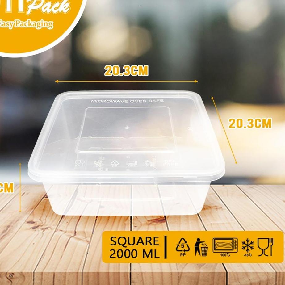 𝕯 Thinwall Otipack/ Kotak Makan Plastik Bening 2000ml/ Kotak Makan ㊌