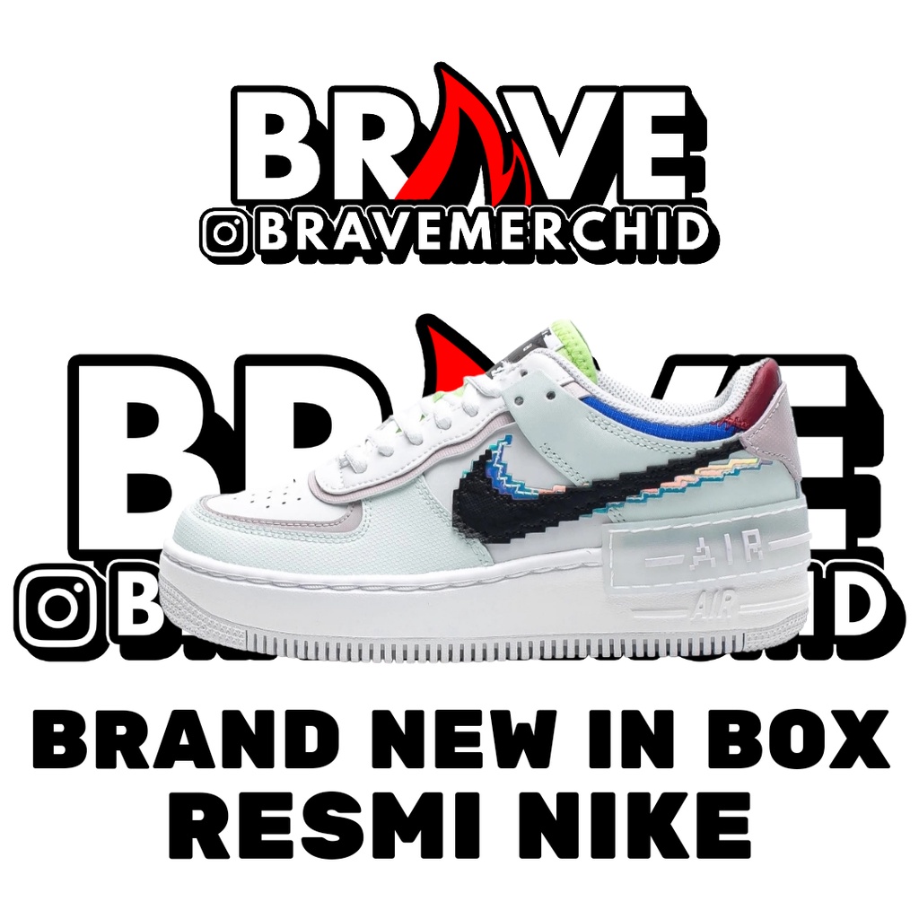 Nike Af1 Air Force 1 Shadow SE White Pixel Swoosh 8bit Barely Green Original BNIB RESMI