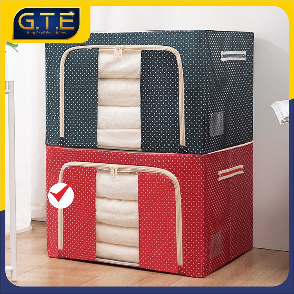 GTE | STORAGE BOX 66 LITERS FRAME BAJA DOUBLE ZIPPER LARGE BOX 72L | STORAGE BOX LIPAT | KOTAK PENYIMPANAN BAJU LIPAT