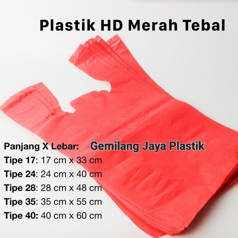 Kantong Plastik Merah Tebal Uk 17 , 24 , 28 , 35 , 40 Murah