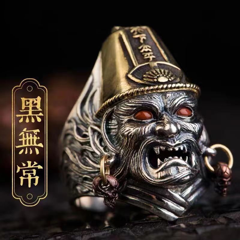 Cincin Jari Telunjuk Model Terbuka Warna Hitam Dan Putih Untuk Pria Dan Wanita