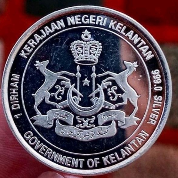 1 dirham  kesultanan kelantan malaysia , perak batangan koin wakala