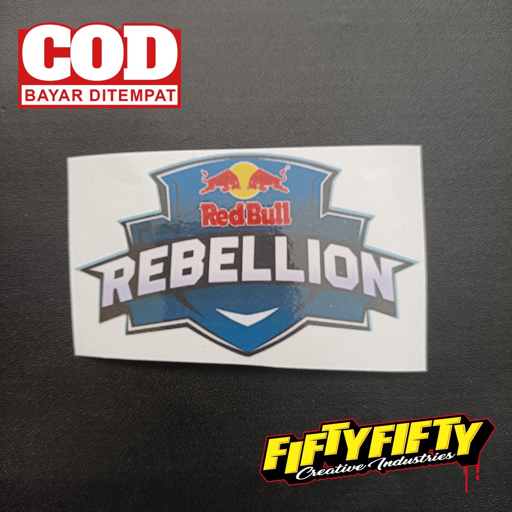 Stiker Print Cut ESPORT REBELLION Stiker Printing Laminasi Glossy Stiker Motor Mobil Helm Sudah Membentuk Pola Desain